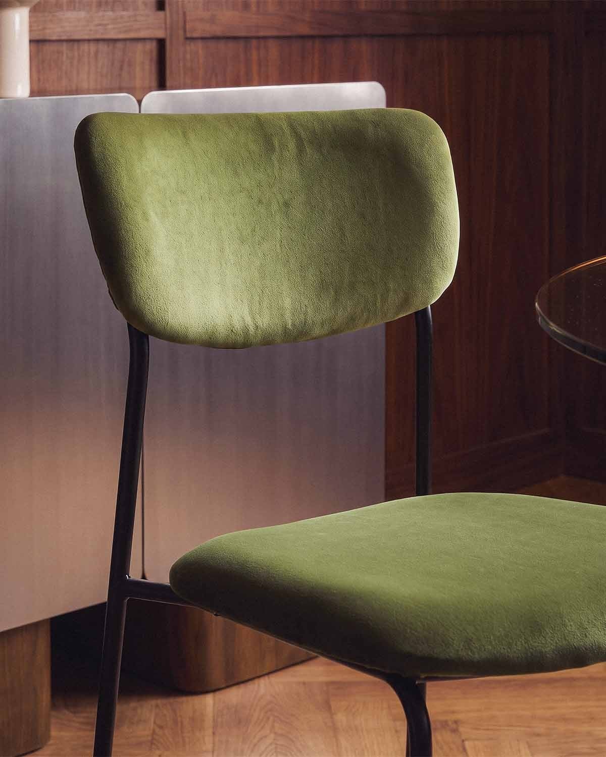Pack 2 chaises de salle à manger en métal et velours Morgan, image de la gelerie 4