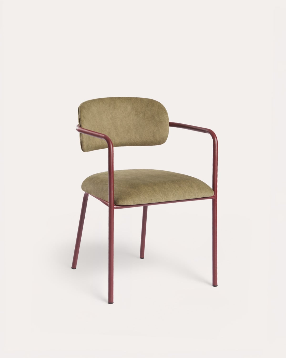 Chaise de salle à manger avec accoudoirs en métal et tissu Taner, image de la gelerie 1