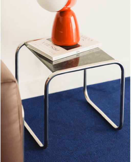 Table d'appoint carrée 40x40 cm en marbre et métal Nansa