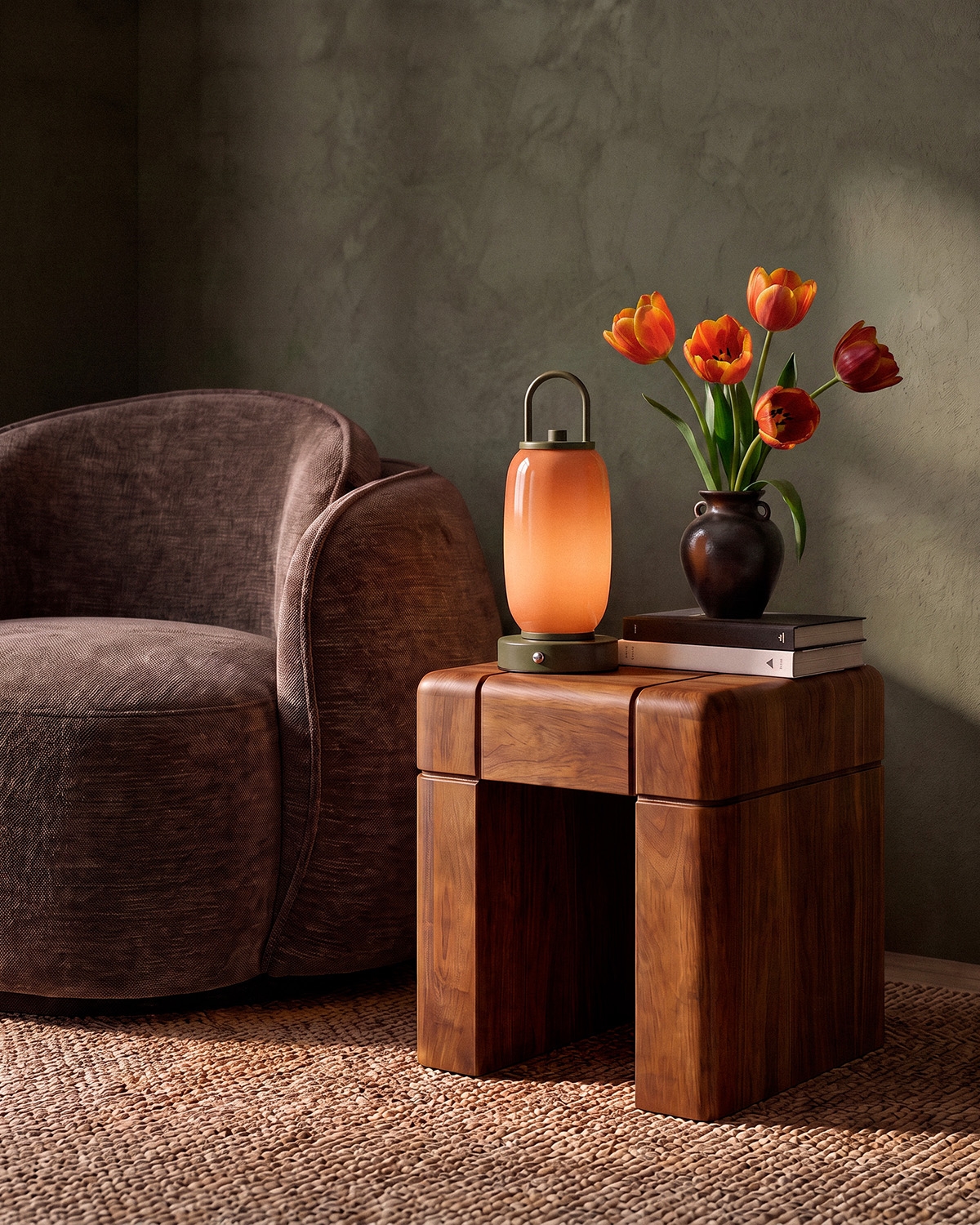 Table d'appoint carrée 40x40 cm en bois de manguier Thalia, image de la gelerie 2