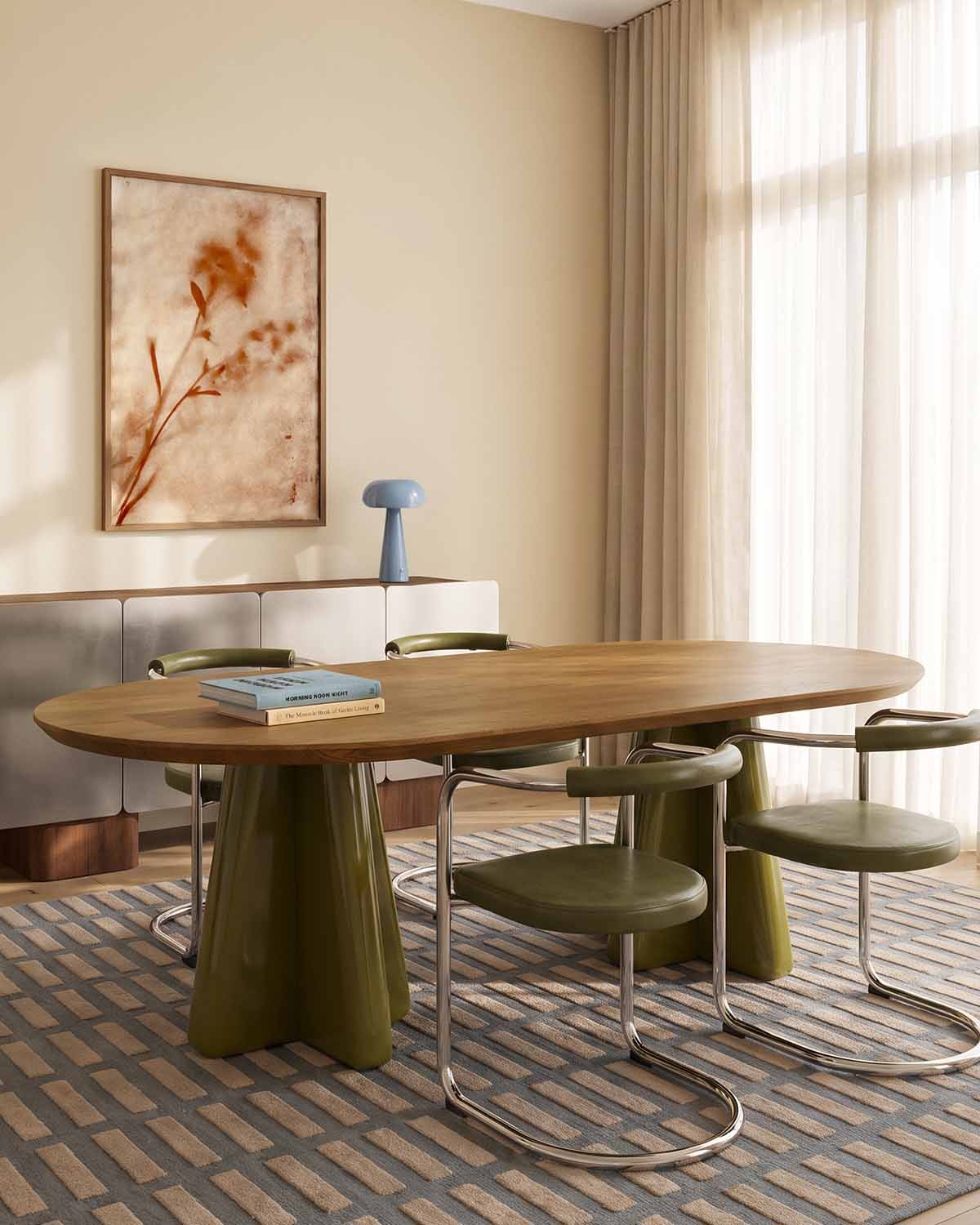 Table de salle à manger ovale 220x110 cm en bois Roxenna, image de la gelerie 2