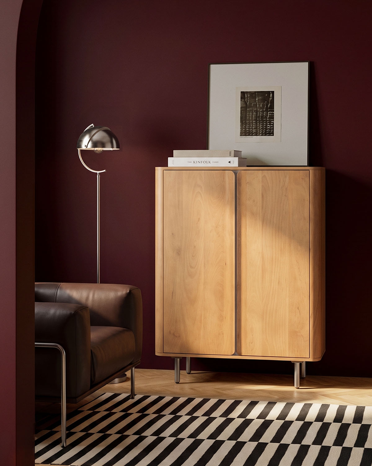 Buffet haut à 2 portes 90x40 cm en bois de manguier et métal Mhuan, image de la gelerie 2