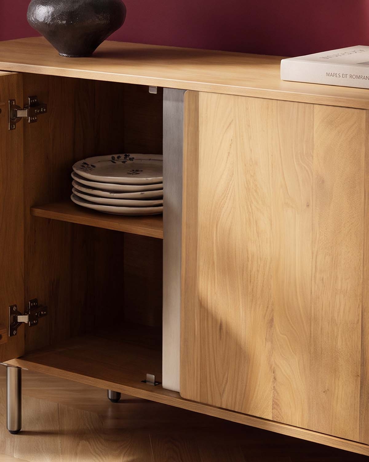 Buffet bas à 4 portes 170x40 cm en bois de manguier et métal Mhuan, image de la gelerie 3