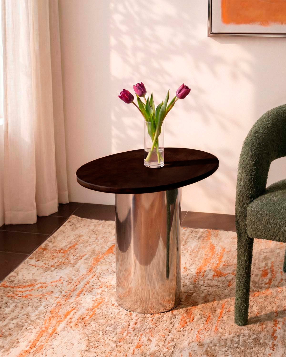 Table d'appoint ovale en métal Lahuga, image de la gelerie 2