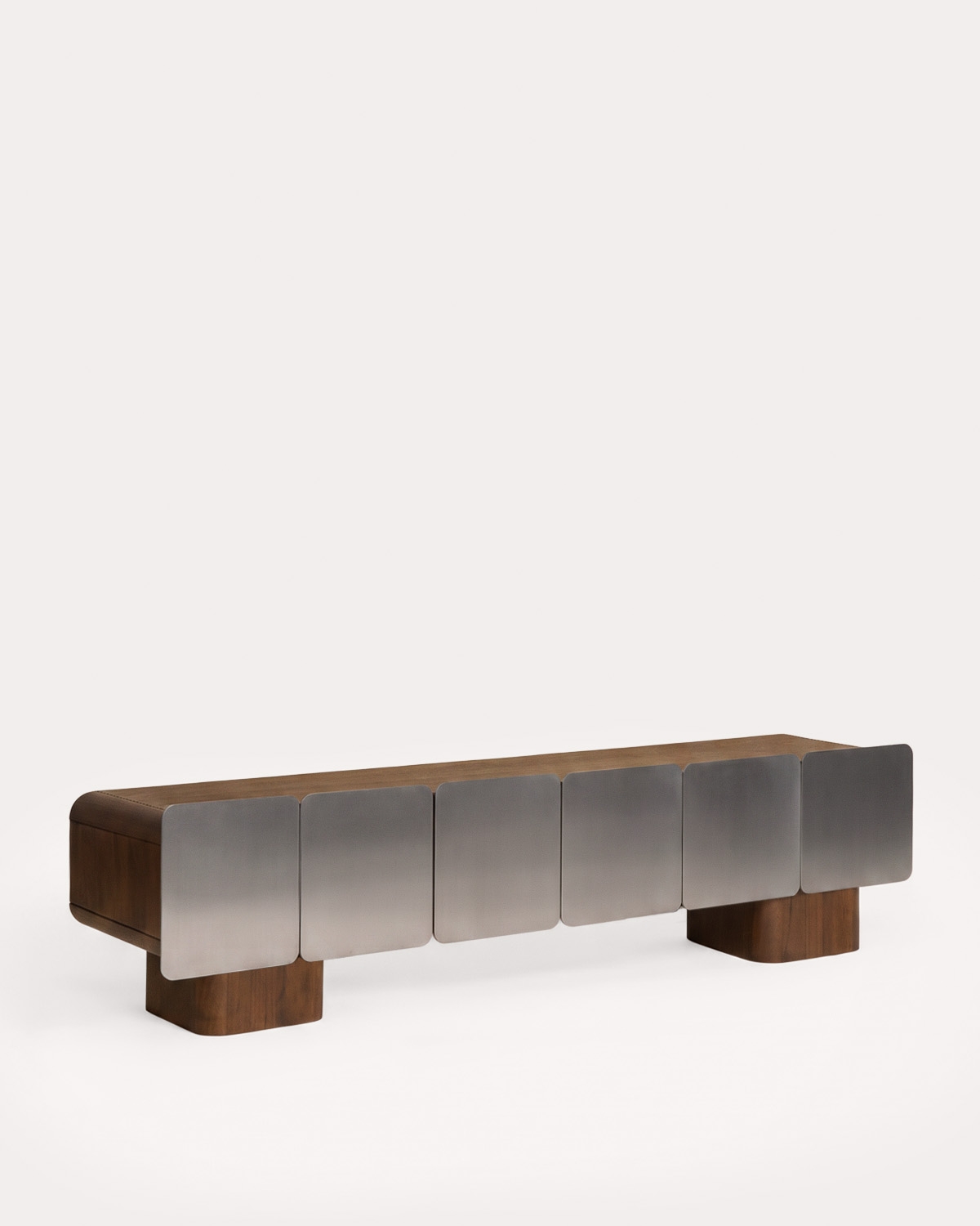 Meuble tv 6 portes 240x50 cm en bois de manguier et métal Arties, image de la gelerie 1