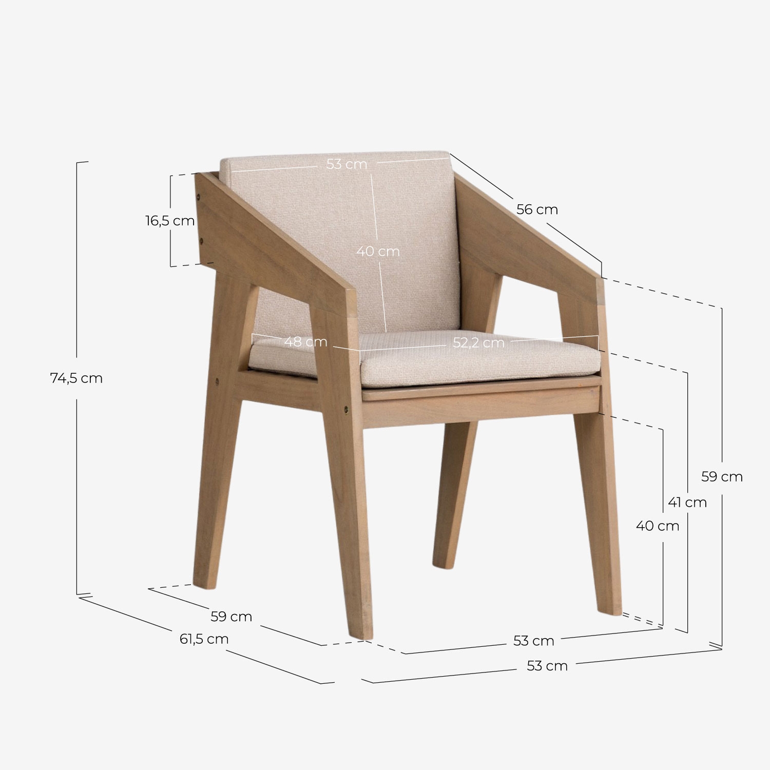 Ensemble Table Extensible Rectangulaire (225-330x100 cm) Ubel et 8 Fauteuils en Bois d'Acacia Tanon pour Usage Extérieur, dimensions