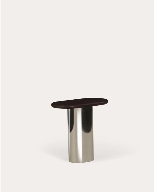 Table d'Appoint Ovale en Bois de Manguier et Métal 45x25cm) Lahuga