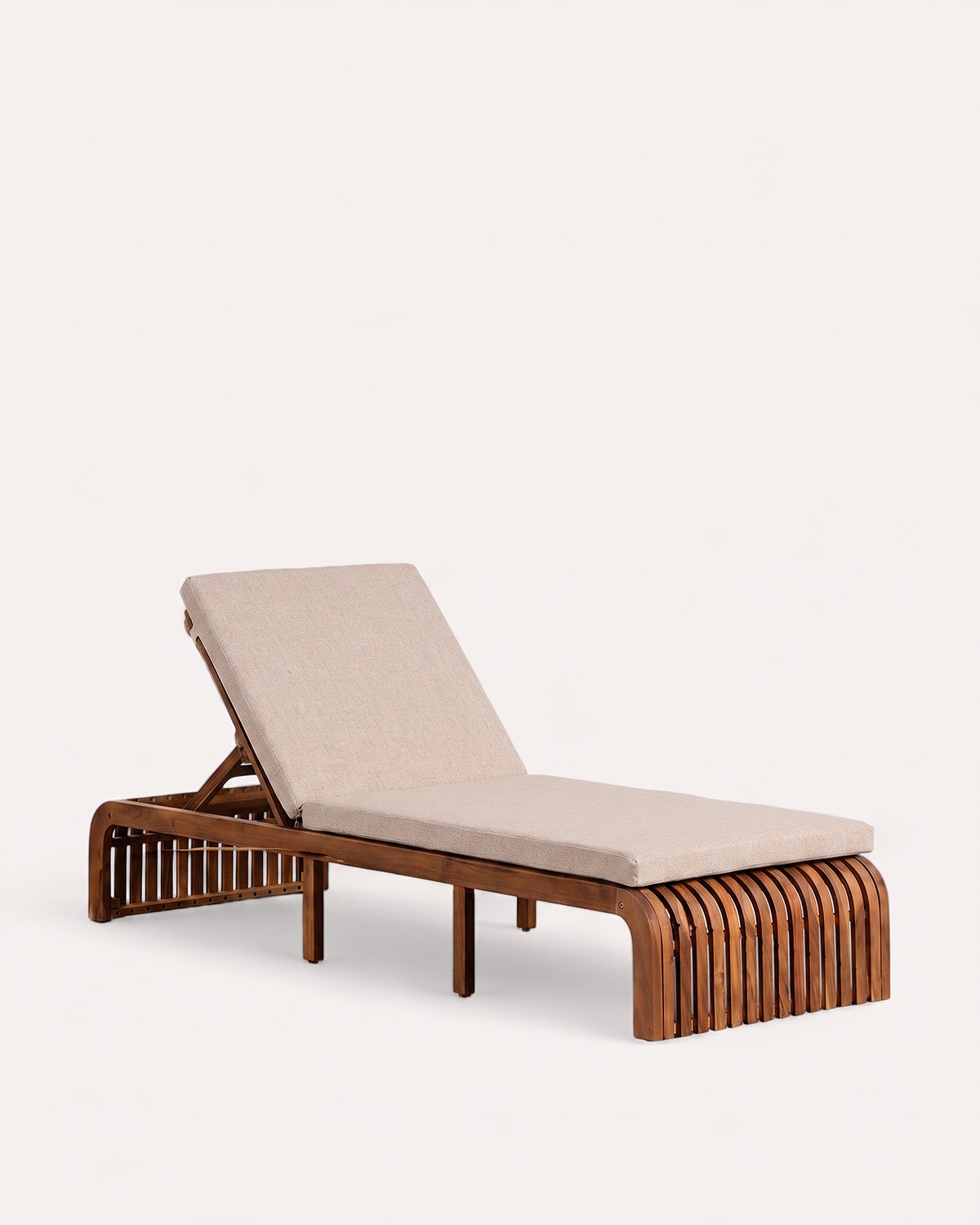 Pack 2 bains de soleil inclinables en bois d'acacia avec coussin Hazan, image de la gelerie 1