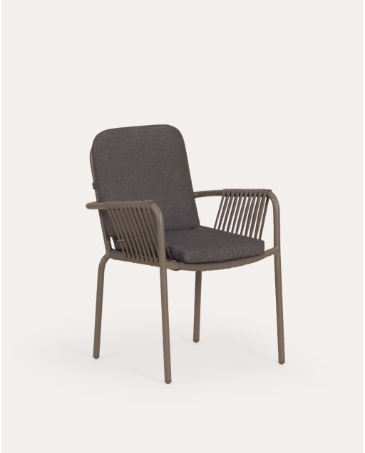 Chaise de salle à manger en aluminium et corde Drian