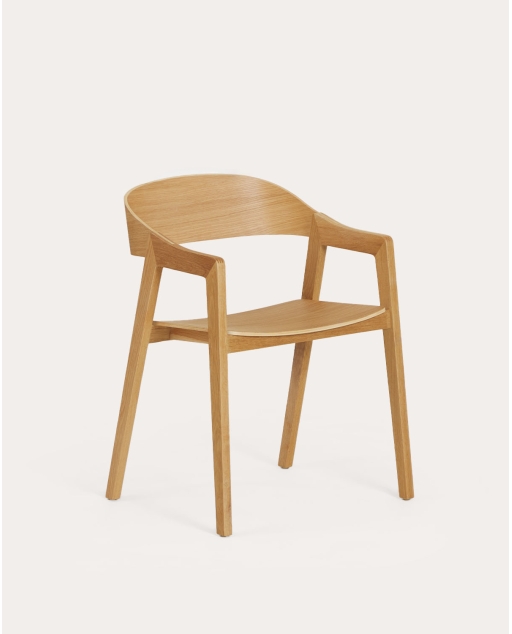 Pack 4 chaises de salle à manger en bois de chêne avec accoudoirs Laly