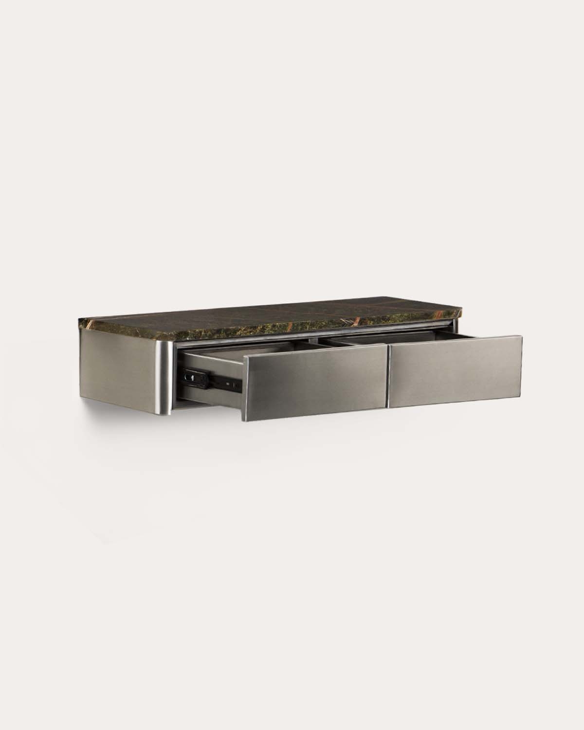 Console murale d’entrée rectangulaire 80x25 cm avec 2 tiroirs en marbre et métal Ulfhild, image de la gelerie 2