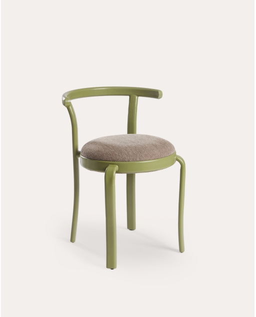 Chaise de salle à manger en métal et tissu Biterit - Vert Olive