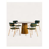 Table à manger haute L70 et tabourets H62 (x2) en épicéa et métal blanc 2 person Table à manger haute L70 et tabourets H62 (x2) en épicéa et métal blanc 2 person