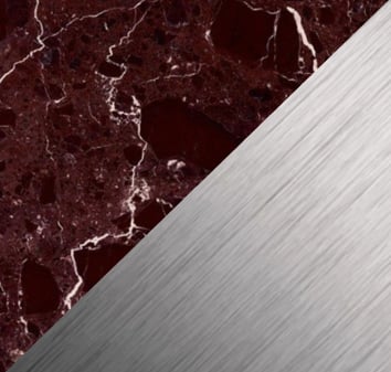 Mármol Rojo Burdeos - Acero Cepillado