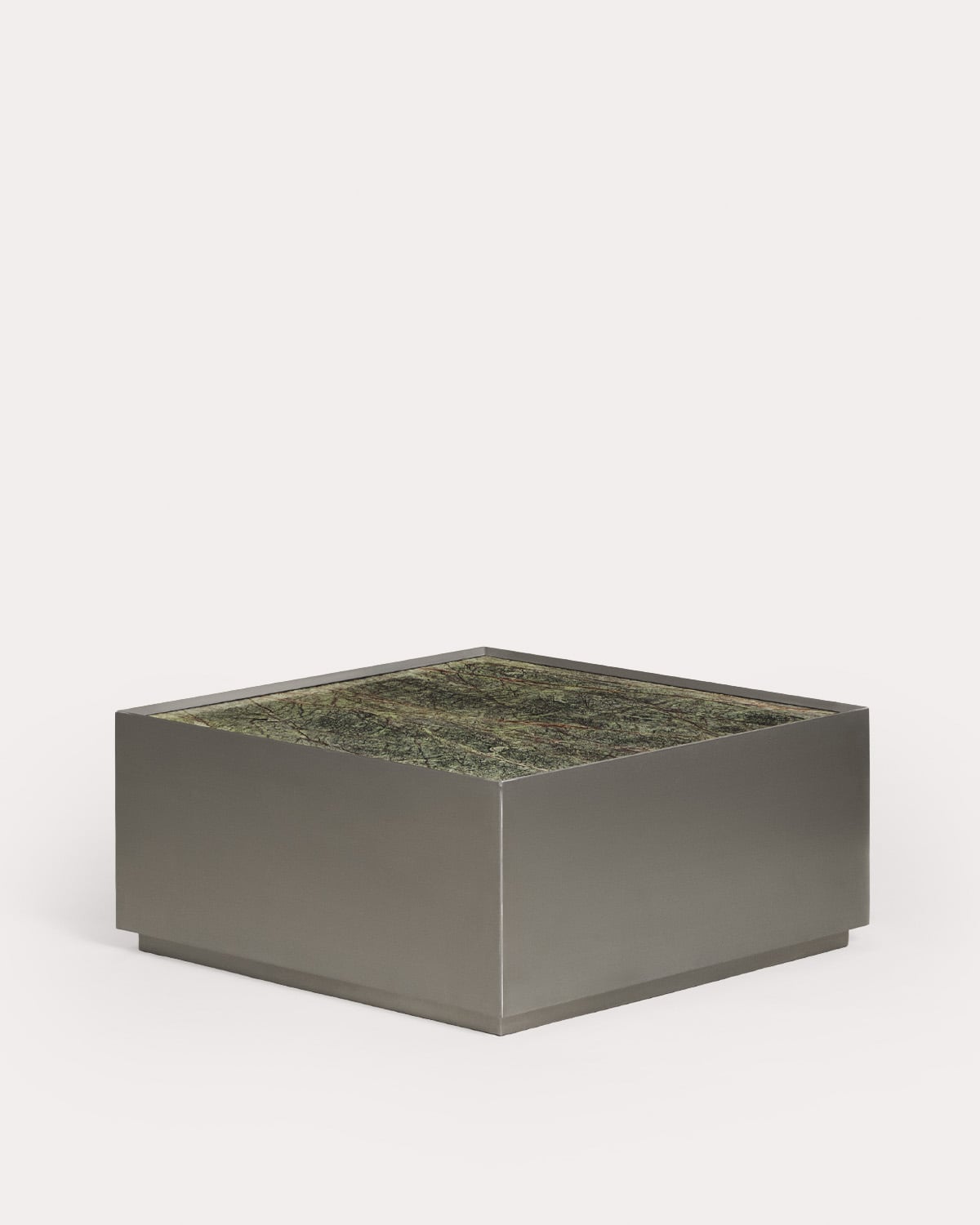 Mesa de centro cuadrada 80x80 cm de acero inoxidable y mármol Imogen