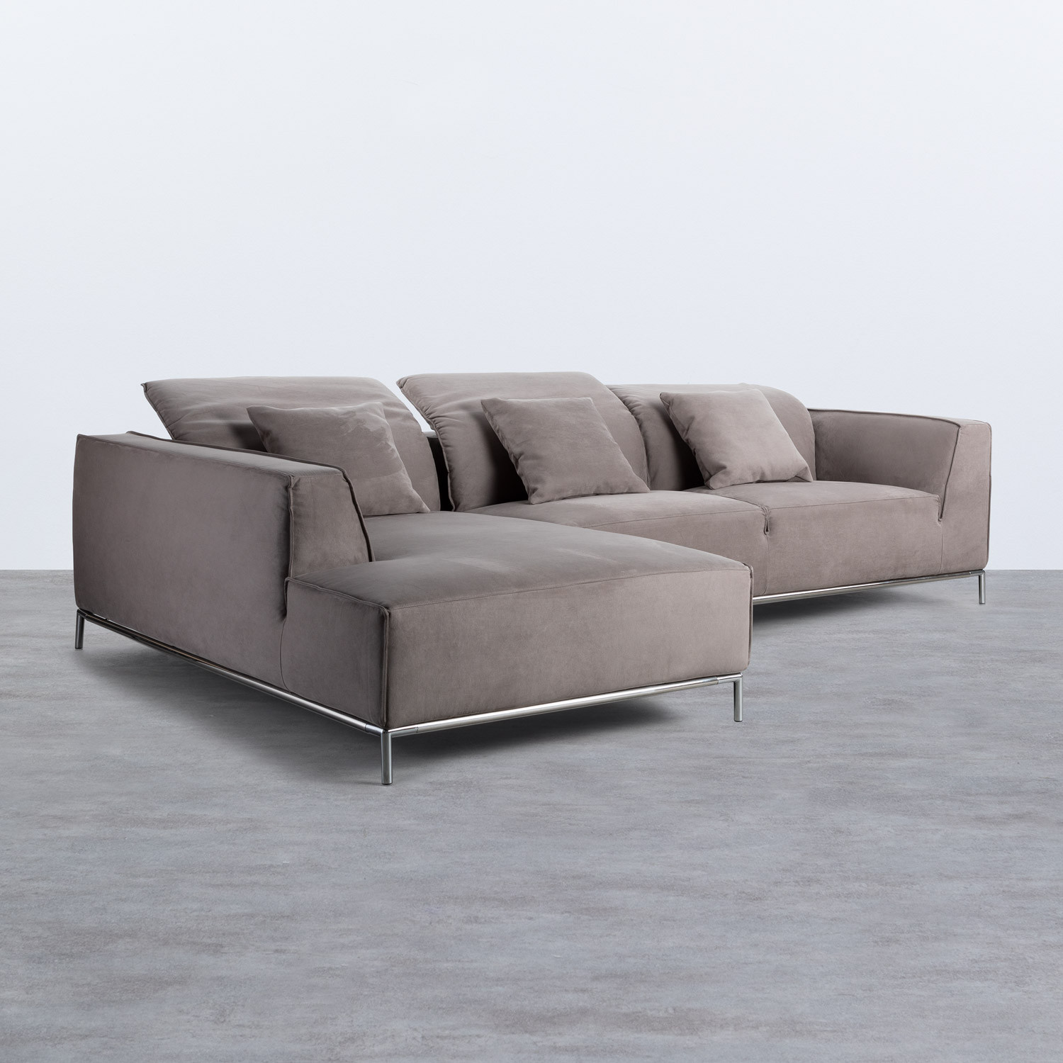 Divano Chaise Longue a Sinistra 4 Posti in Nobuck Rochi