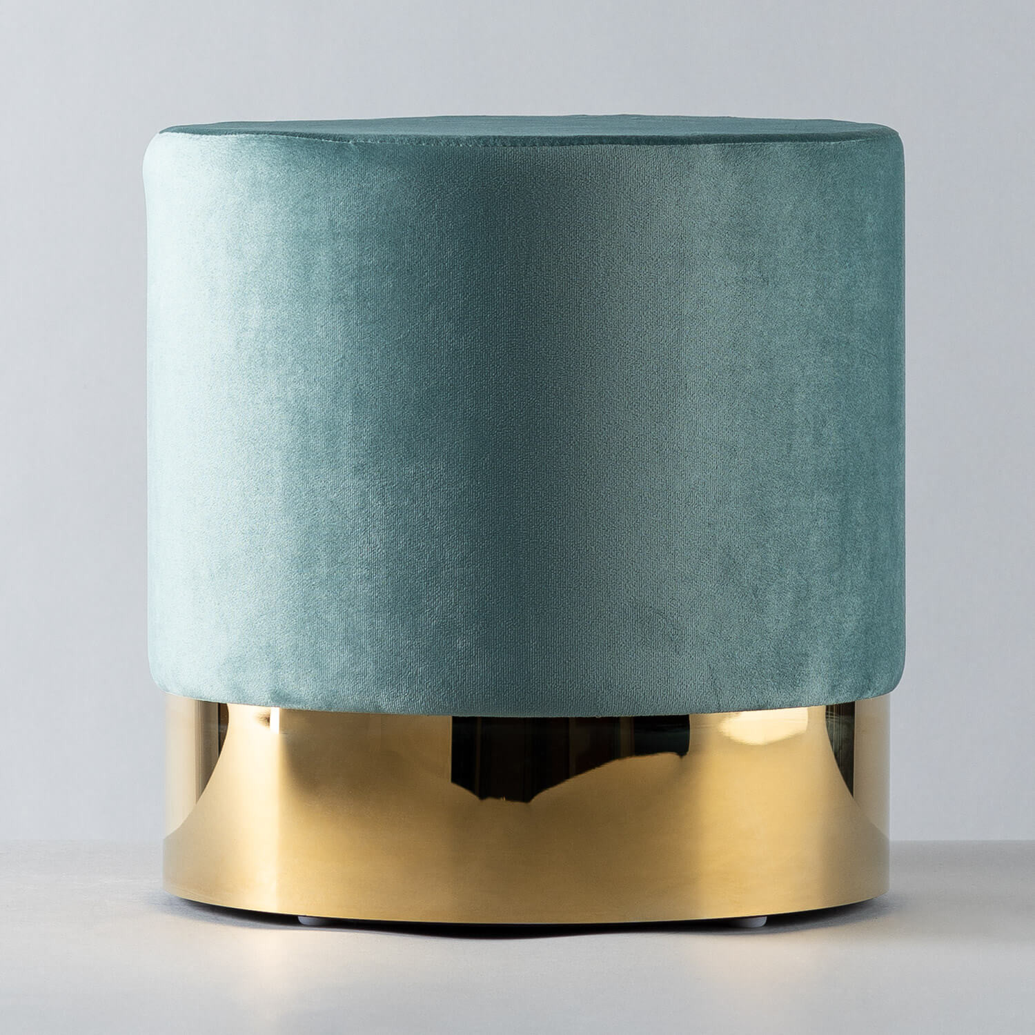 Pouf Rotondo in Velluto e Metallo Velluto Luxe