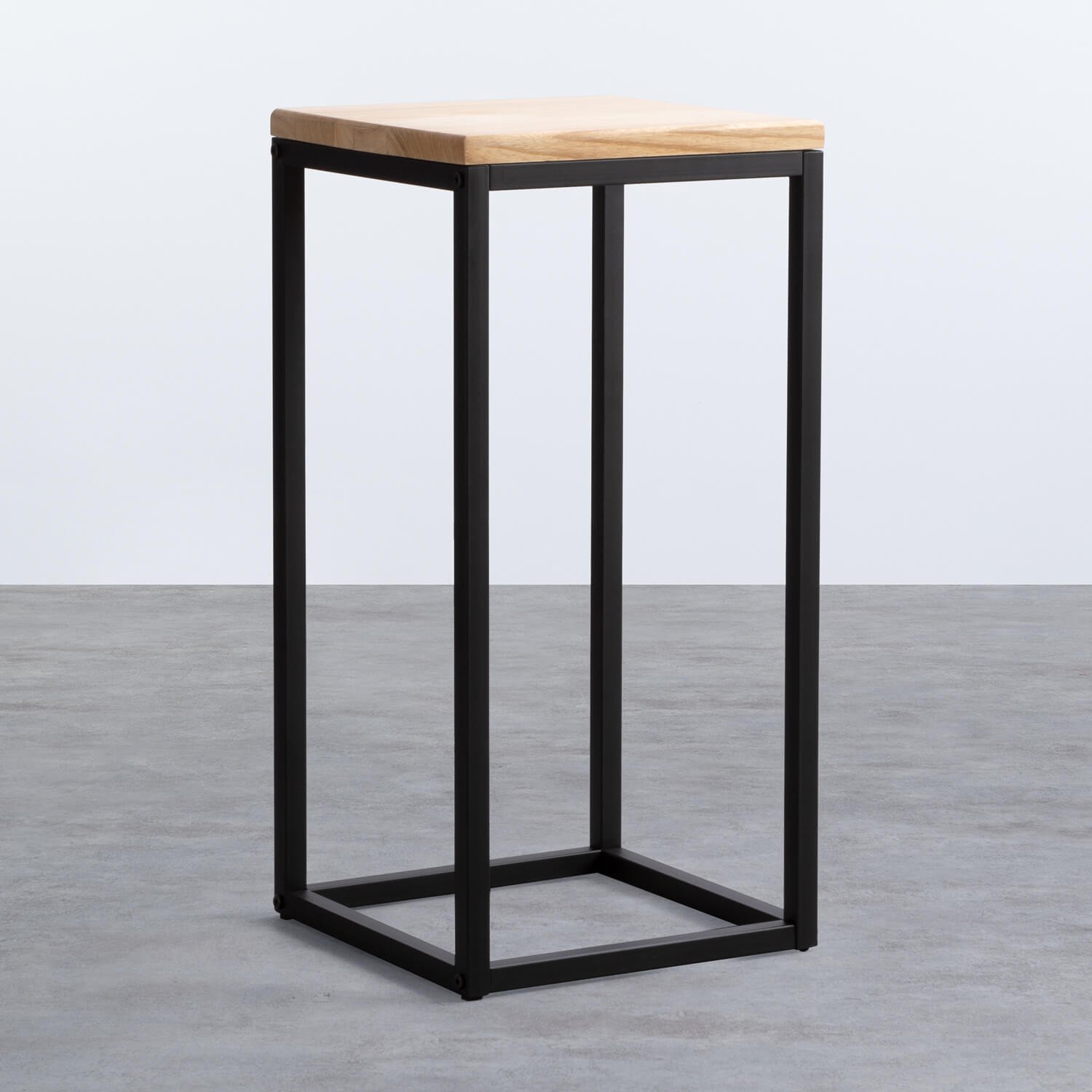 Tavolino Ausiliare Quadrato in Legno e Metallo (30 x 30 cm) Ferro Alto, immagine della galleria 1