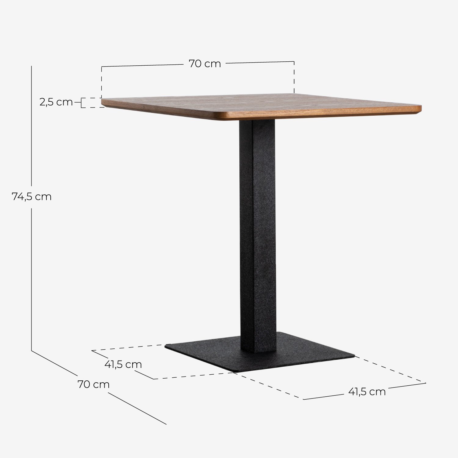 Tavolo Quadrato in MDF e Metallo (70x70 cm) Bar Square 