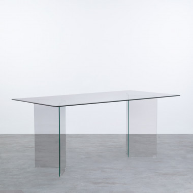 Tavolo da Pranzo Rettangolare in Cristallo Temperato (180x90 cm) Pop