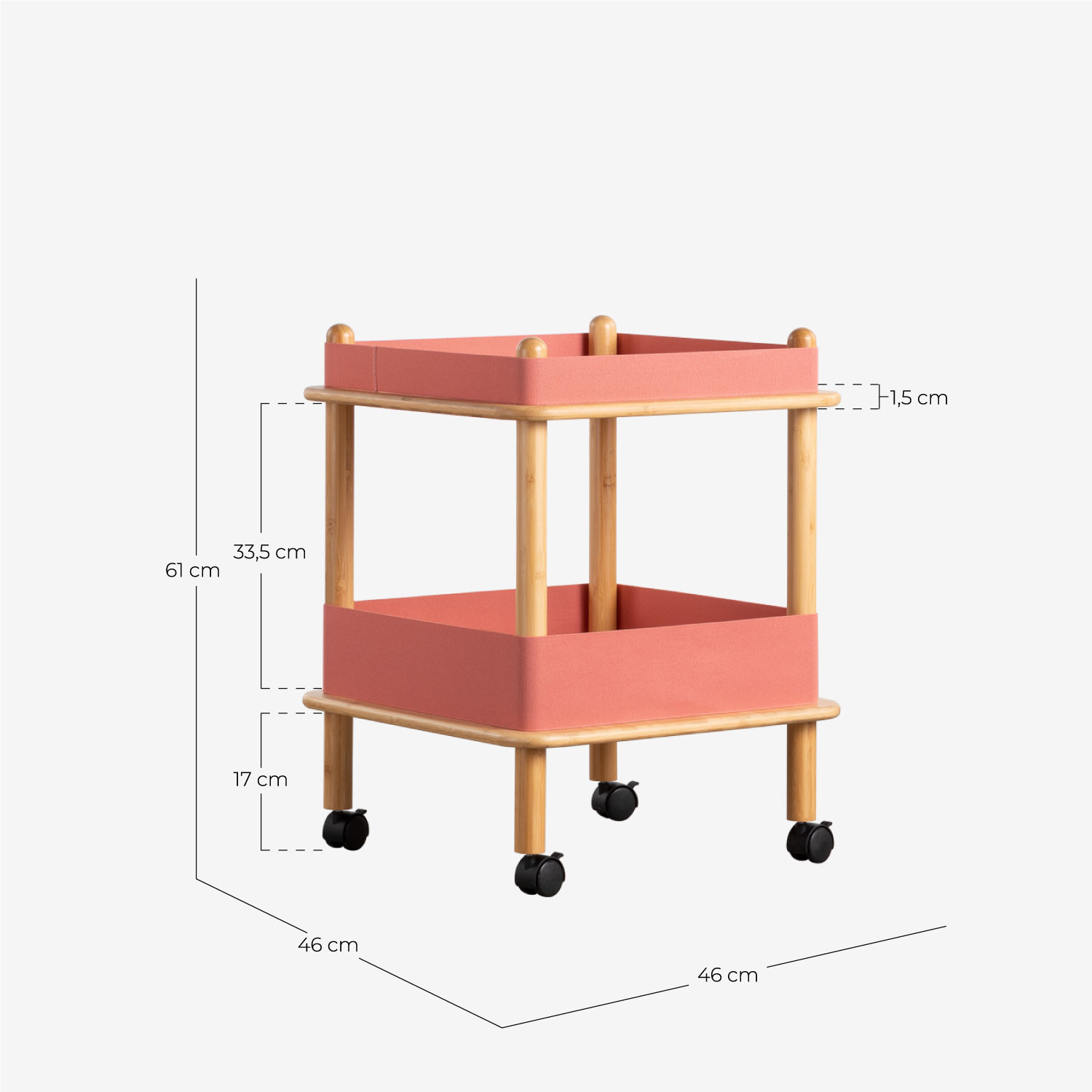 Carrello con Ruote in Bambú (60x46 cm) Piy 