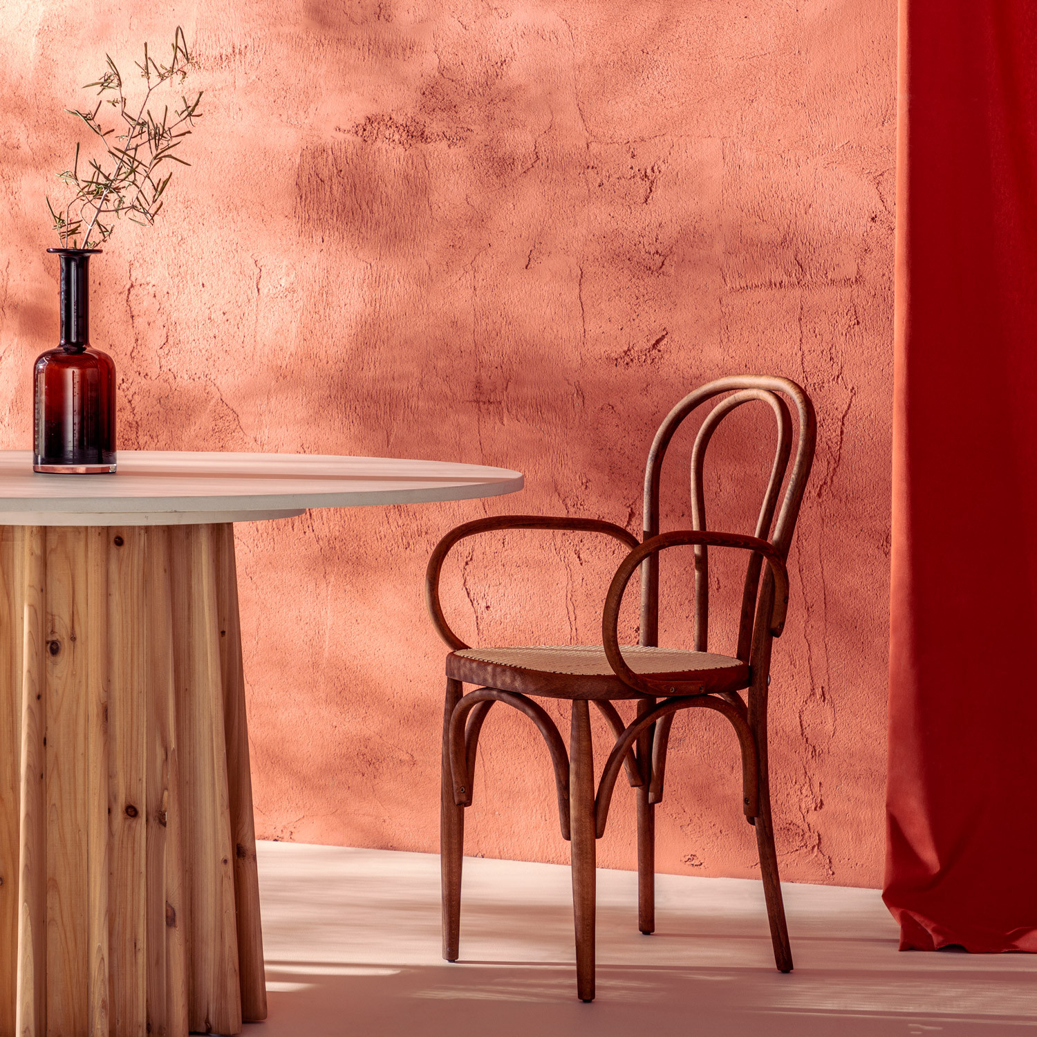 Sedia da Pranzo con Braccioli in Legno Massello e Cannage Morle, immagine della galleria 2