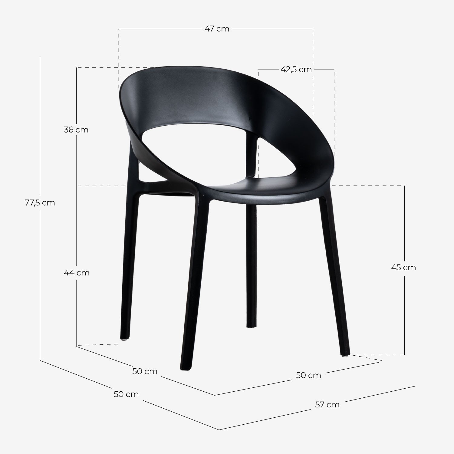 PALERI chair _ Set 4 Sedie in polipropilene, seduta imbottita in