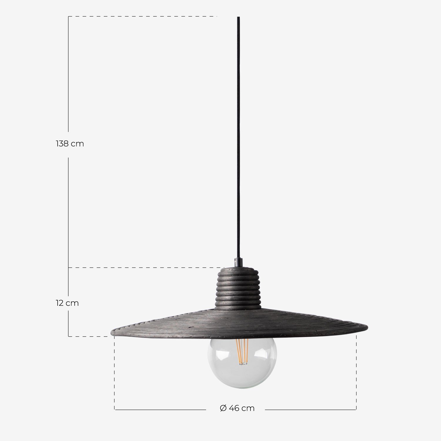 Lampada da Soffitto in Metallo e Rattan (Ø46 cm) Molly, Misure