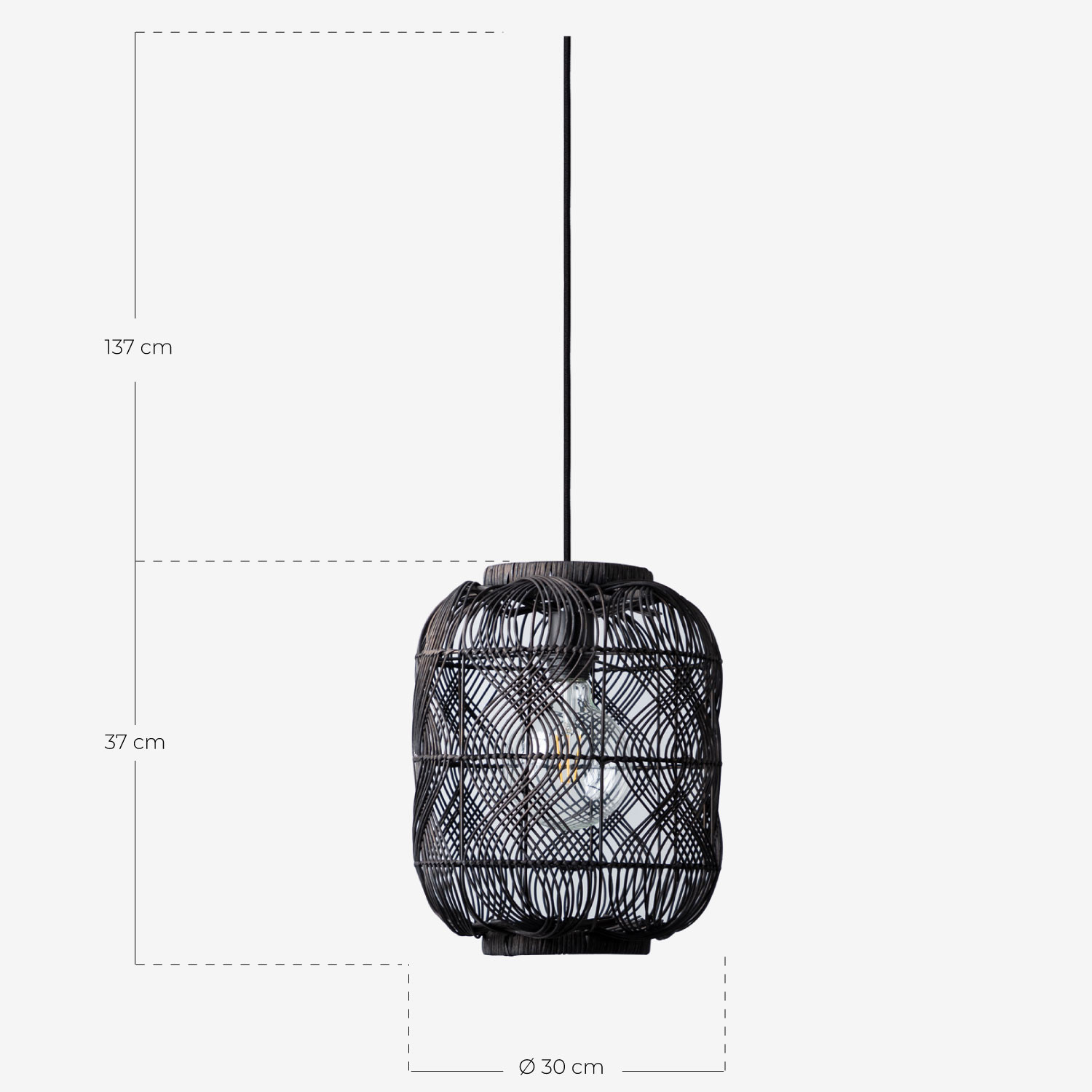 Lampada da Soffitto in Rattan (Ø30 cm) Hopp, Misure