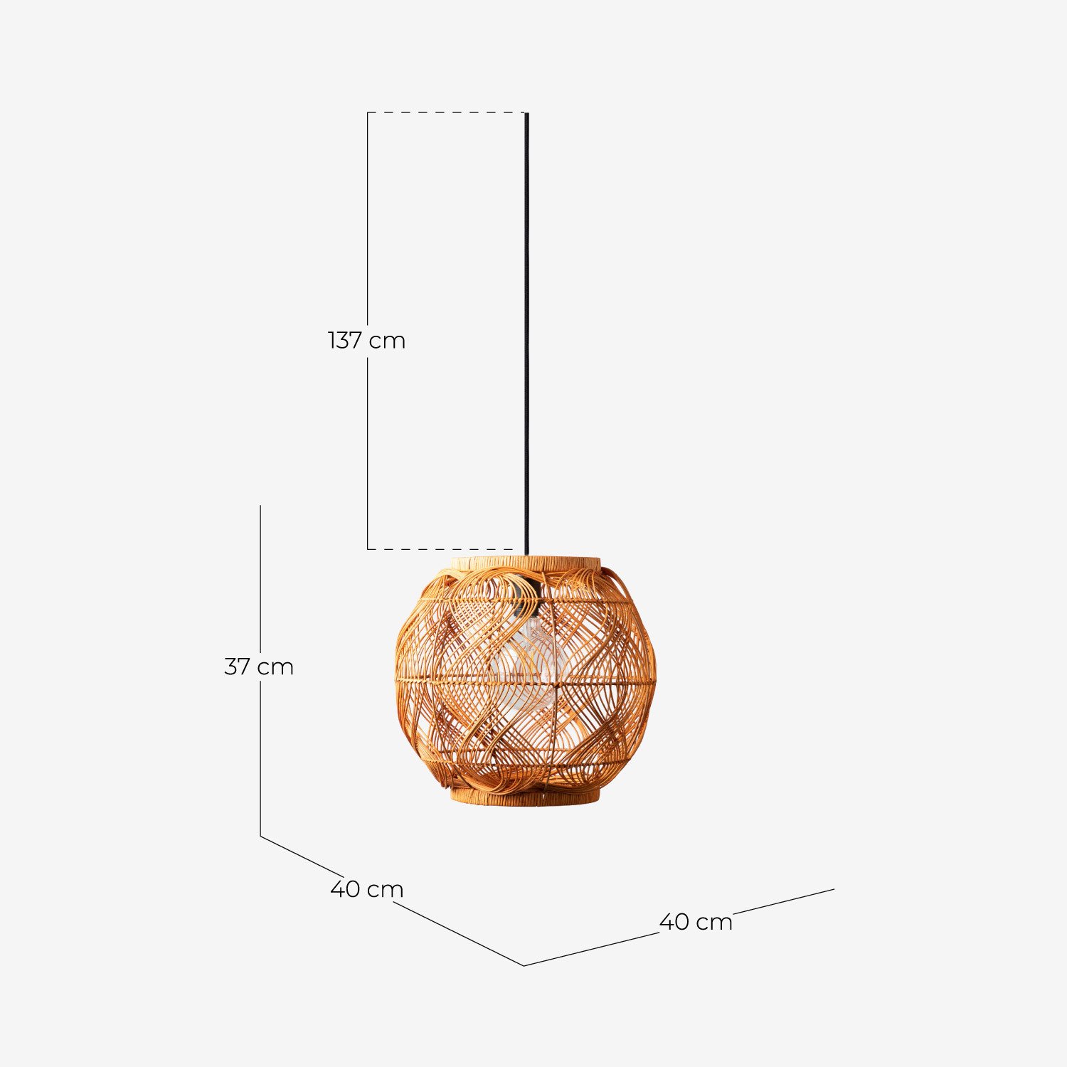 Lampada da Soffitto in Rattan (Ø40 cm) Hopp, Misure