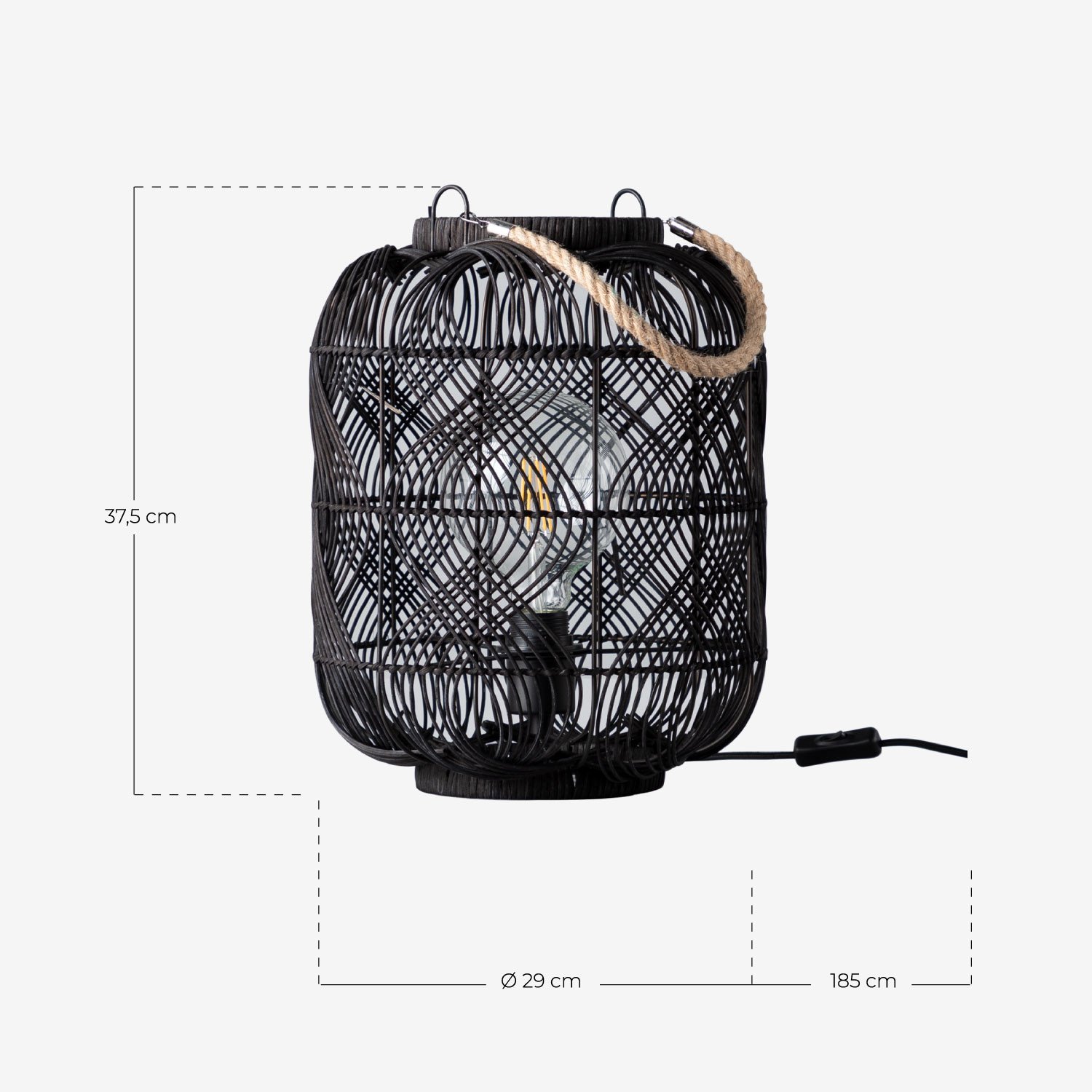 Lampada da Tavolo in Rattan Hopp, Misure