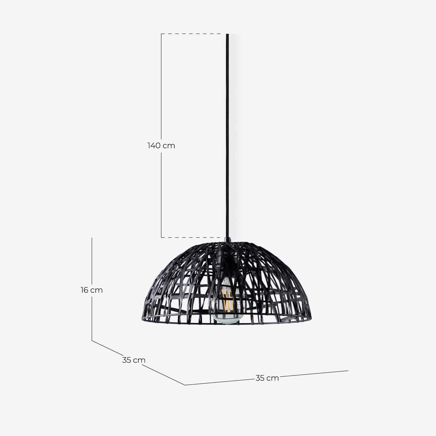Lampada da Soffitto in Rattan Cuop, Misure