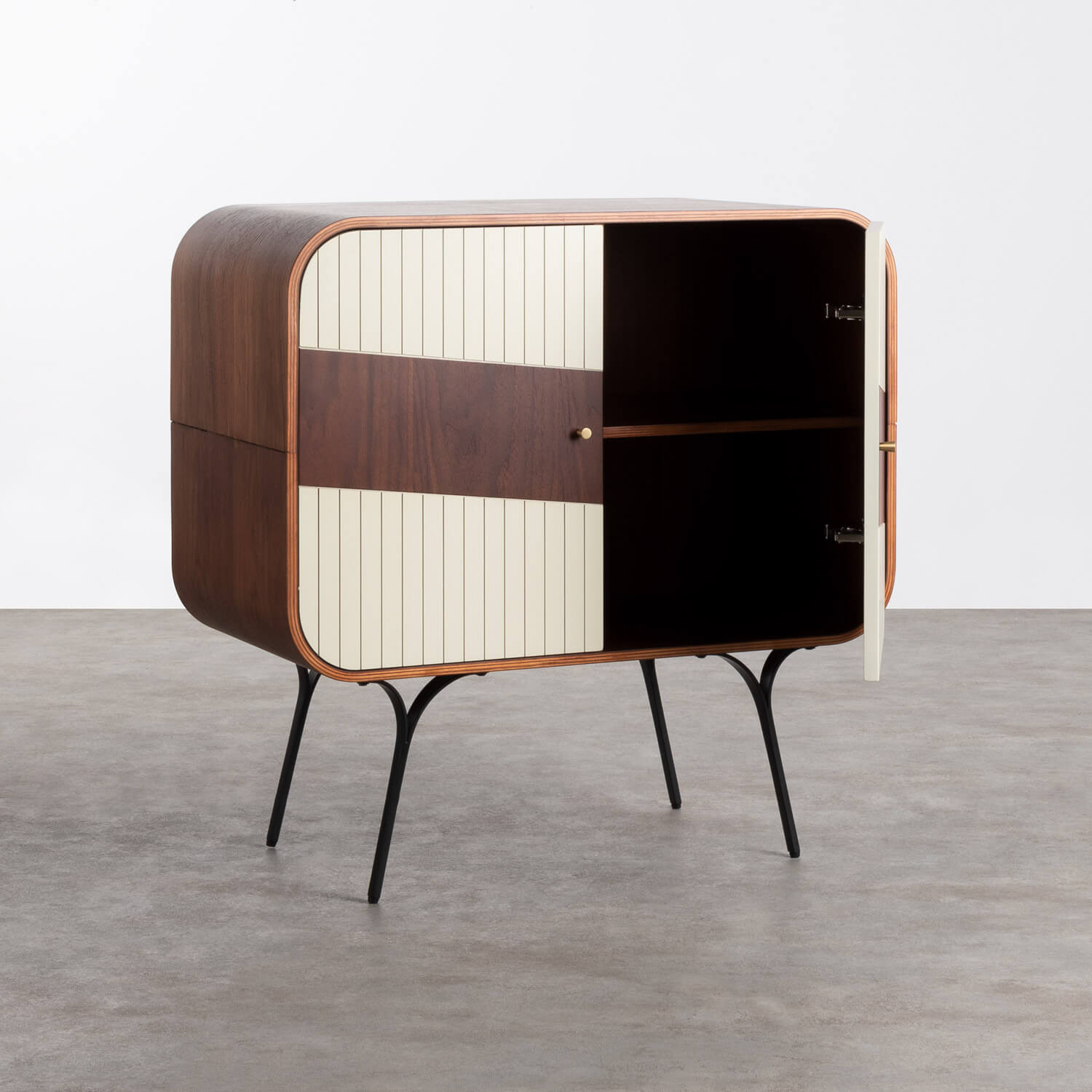 Credenza Bassa 2 Porte in MDF e Metallo Inari