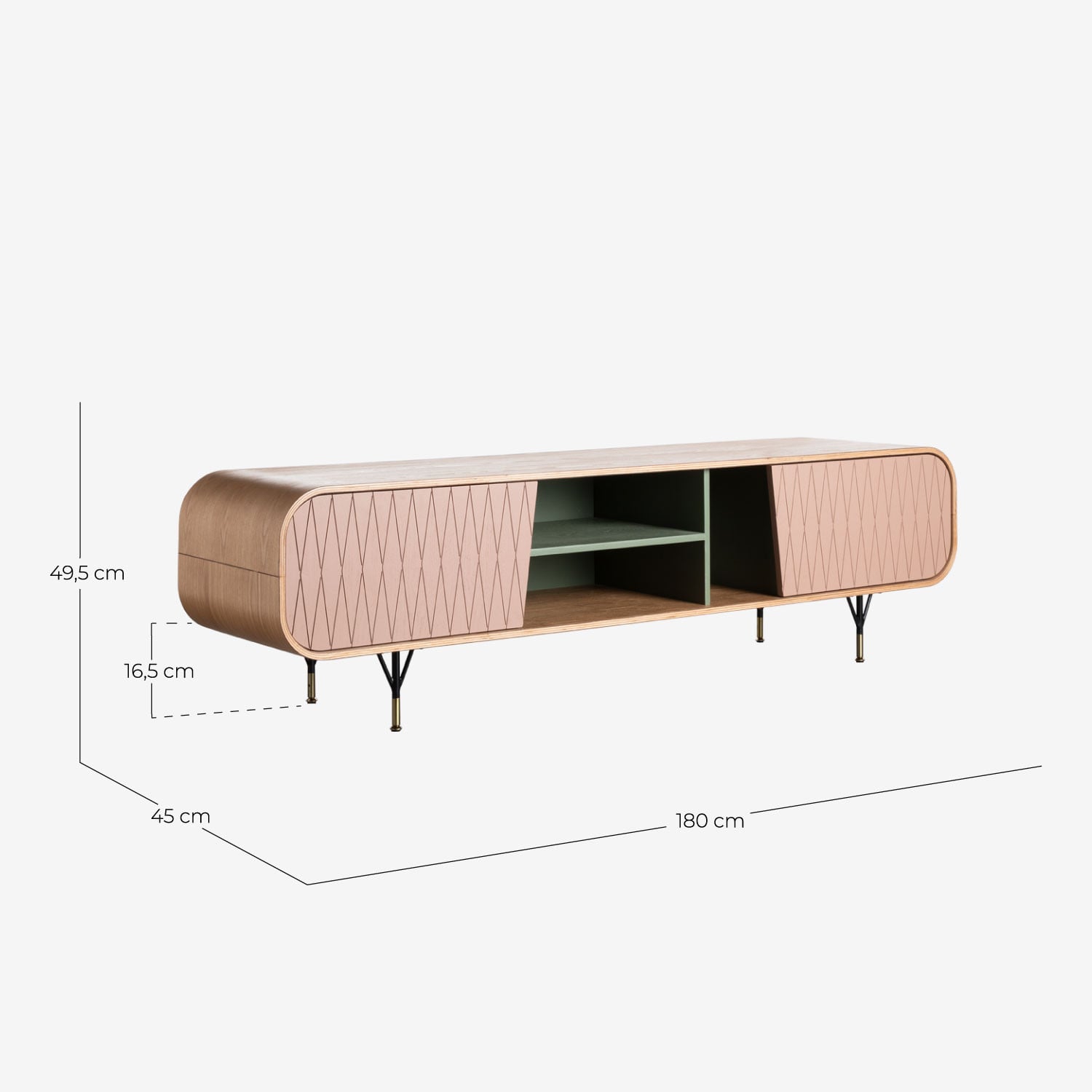 Mobile TV in Legno 2 Porte 180x45 cm Amer, Misure