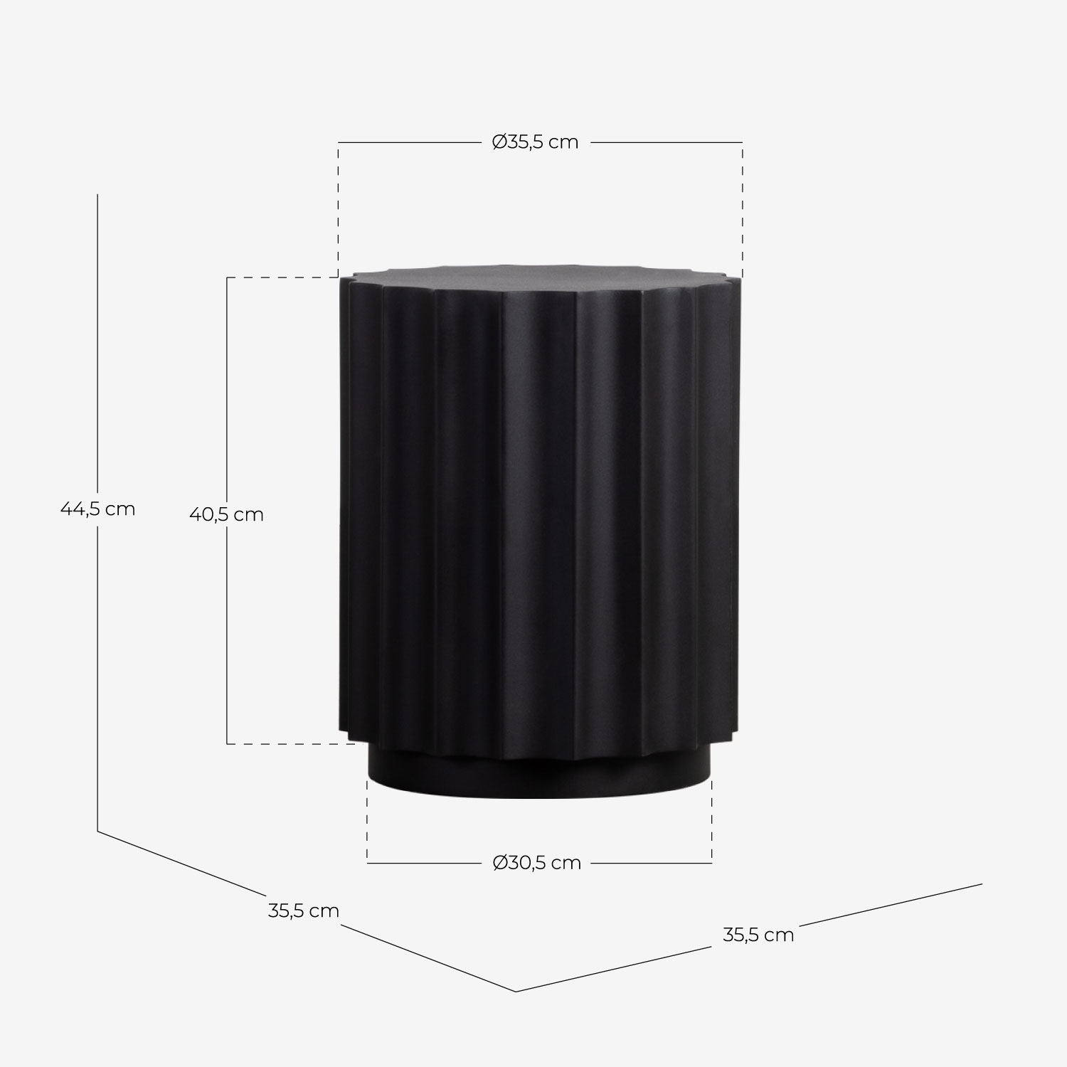 Tavolino Ausiliario Rotondo in Metallo (Ø35,5 cm) Abra , Misure
