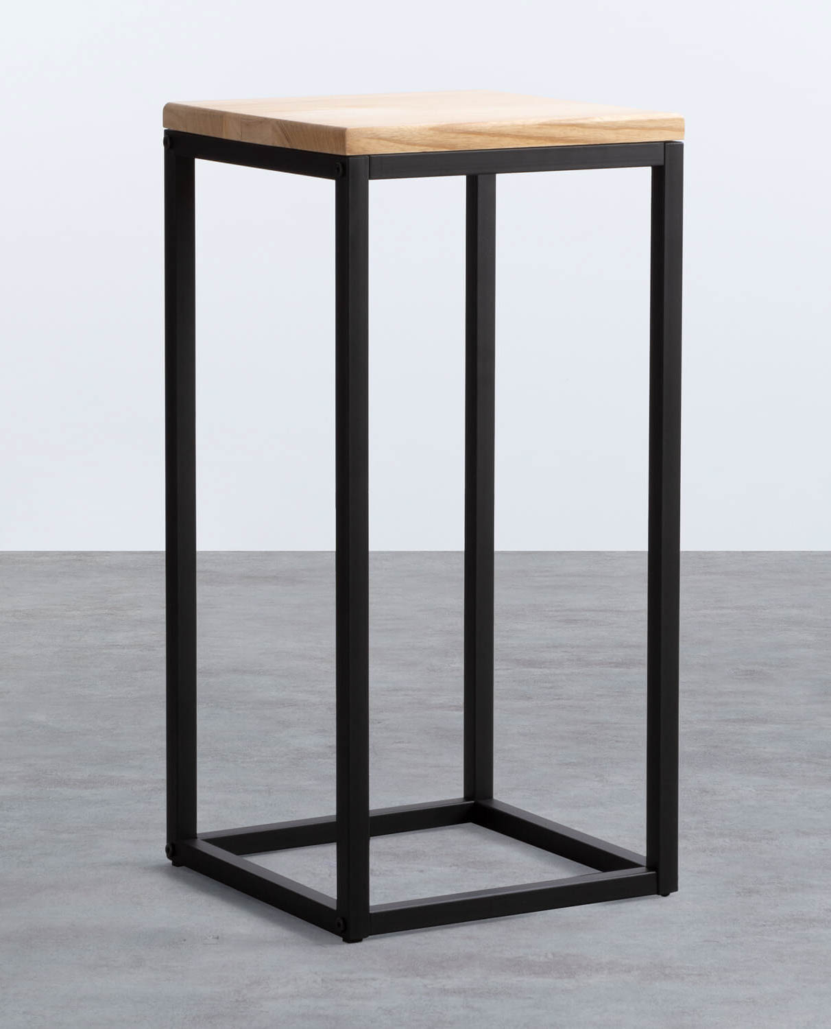 Tavolino Ausiliare Quadrato in Legno e Metallo (30 x 30 cm) Ferro Alto, immagine della galleria 1