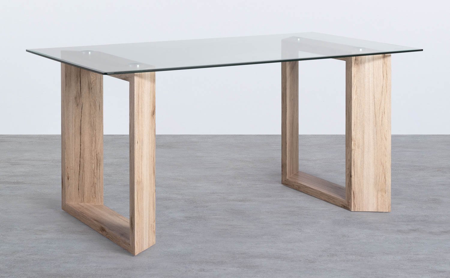 Tavolo da Pranzo Rettangolare in MDF e Cristallo (160x90 cm) Vetro, immagine della galleria 1