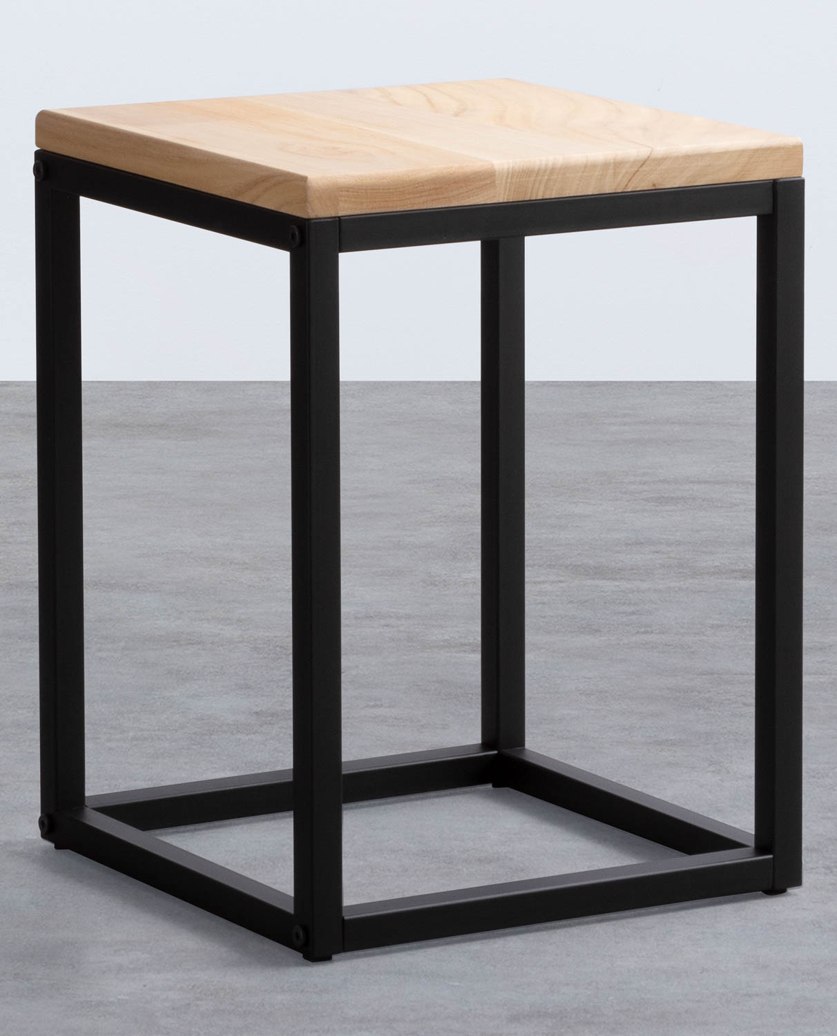 Tavolo Ausiliario Quadrato in Legno e Metallo (30x30 cm) Ferro Basso, immagine della galleria 1