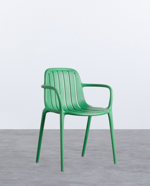 ALMA DESIGN set da 4 sedie con braccioli AMY (Verde bosco - Polipropilene)  