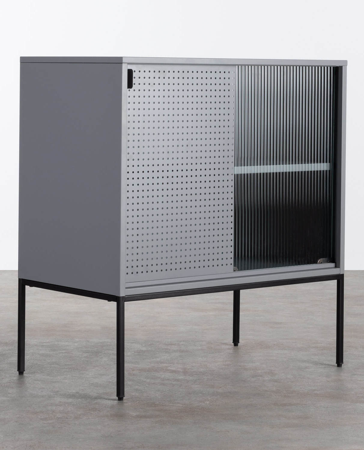 Credenza Bassa in Acciaio Laminato e Vetro Otse, immagine della galleria 2