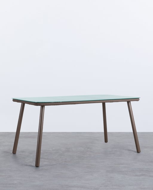 Tavolo da Esterno Rettangolare in Alluminio e Cristallo (160x90 cm) Drian