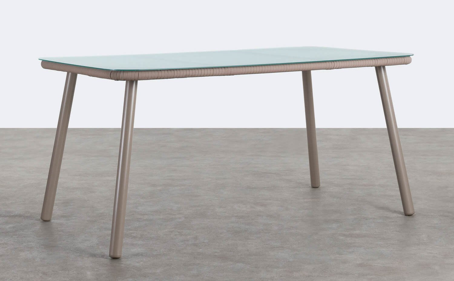 Tavolo da Pranzo Rettangolare in Alluminio e Cristallo (160x90 cm) Drian, immagine della galleria 1