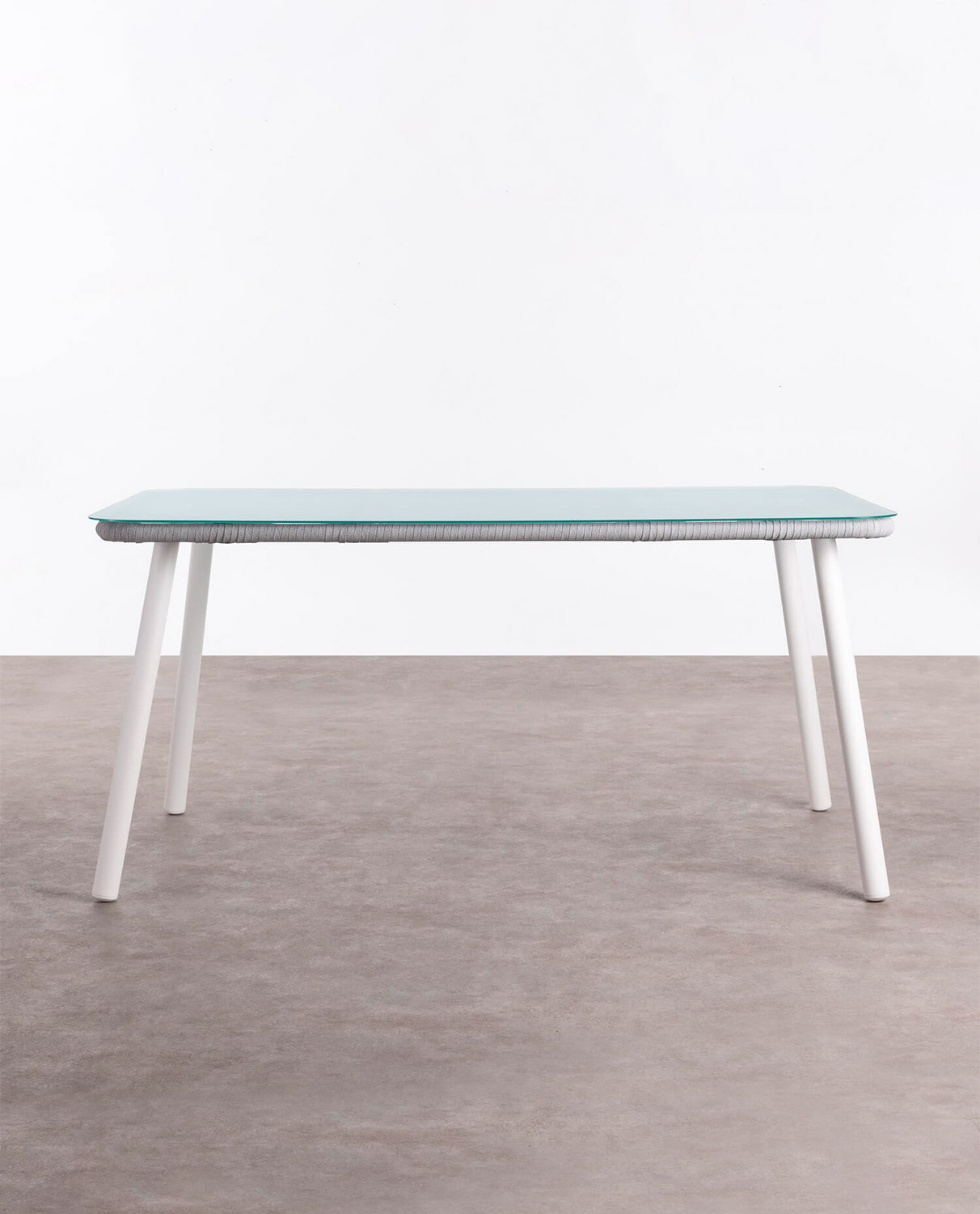 Tavolo da Pranzo Rettangolare in Alluminio e Cristallo (160x90 cm) Drian, immagine della galleria 2