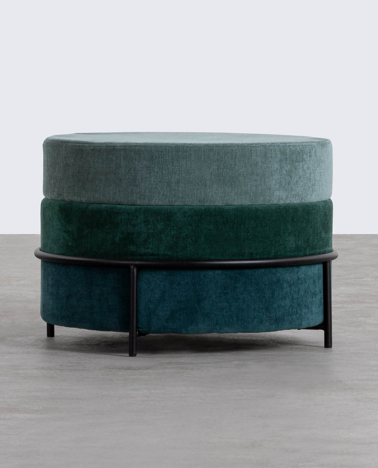 Pouf Rotondo in Tessuto e Metallo Unai B, immagine della galleria 1