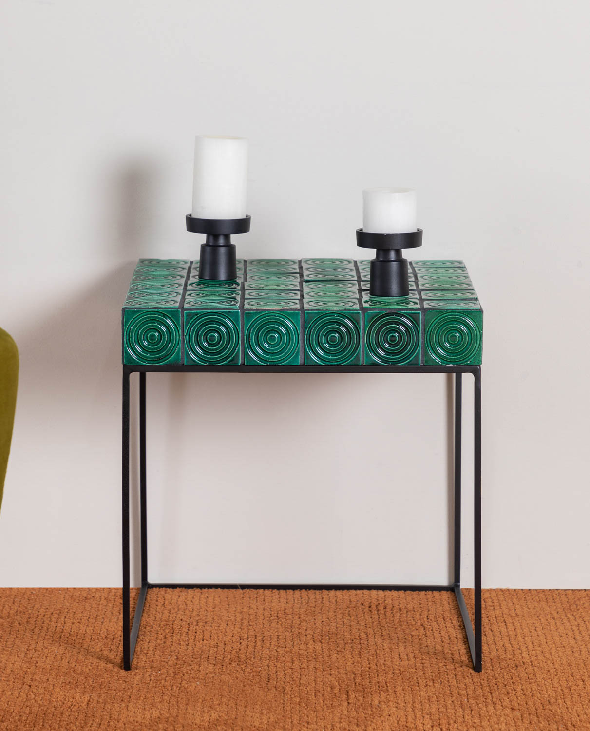 Tavolino Ausiliario Quadrato in Metallo e Piastrelle (47,5 x 47,5 cm) Flicka, immagine della galleria 2