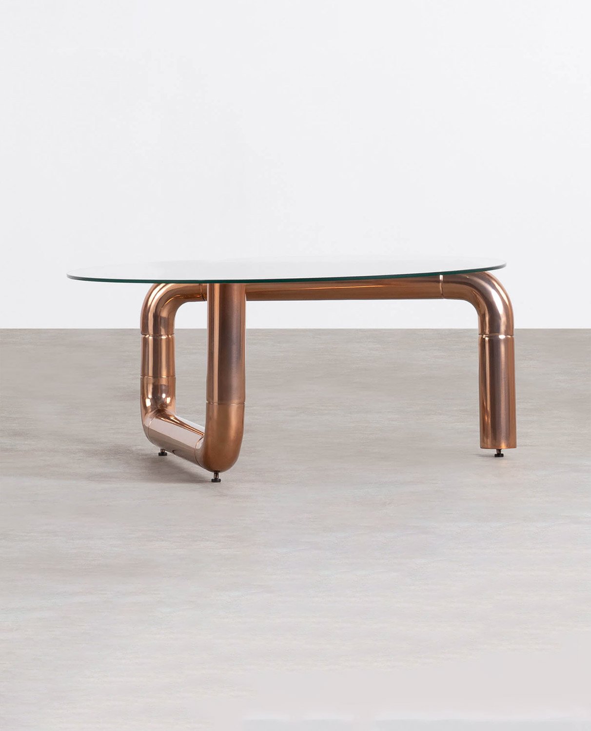 Tavolino da Caffè Rotondo in Cristallo e Metallo (Ø90 cm) Oriana, immagine della galleria 1