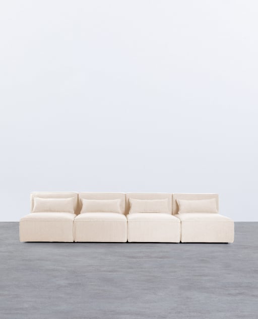 Divano Modulare 4 Pezzi in Tessuto Boucle Kilhe