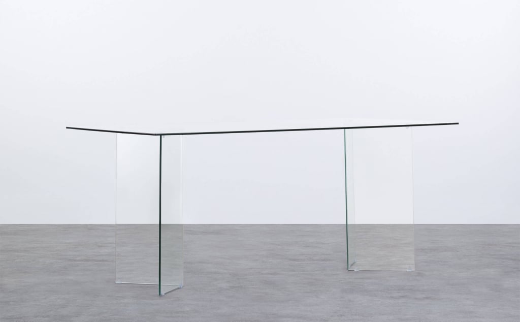 Tavolo da Pranzo Rettangolare in Vetro Temperato (180x90 cm) Kamil