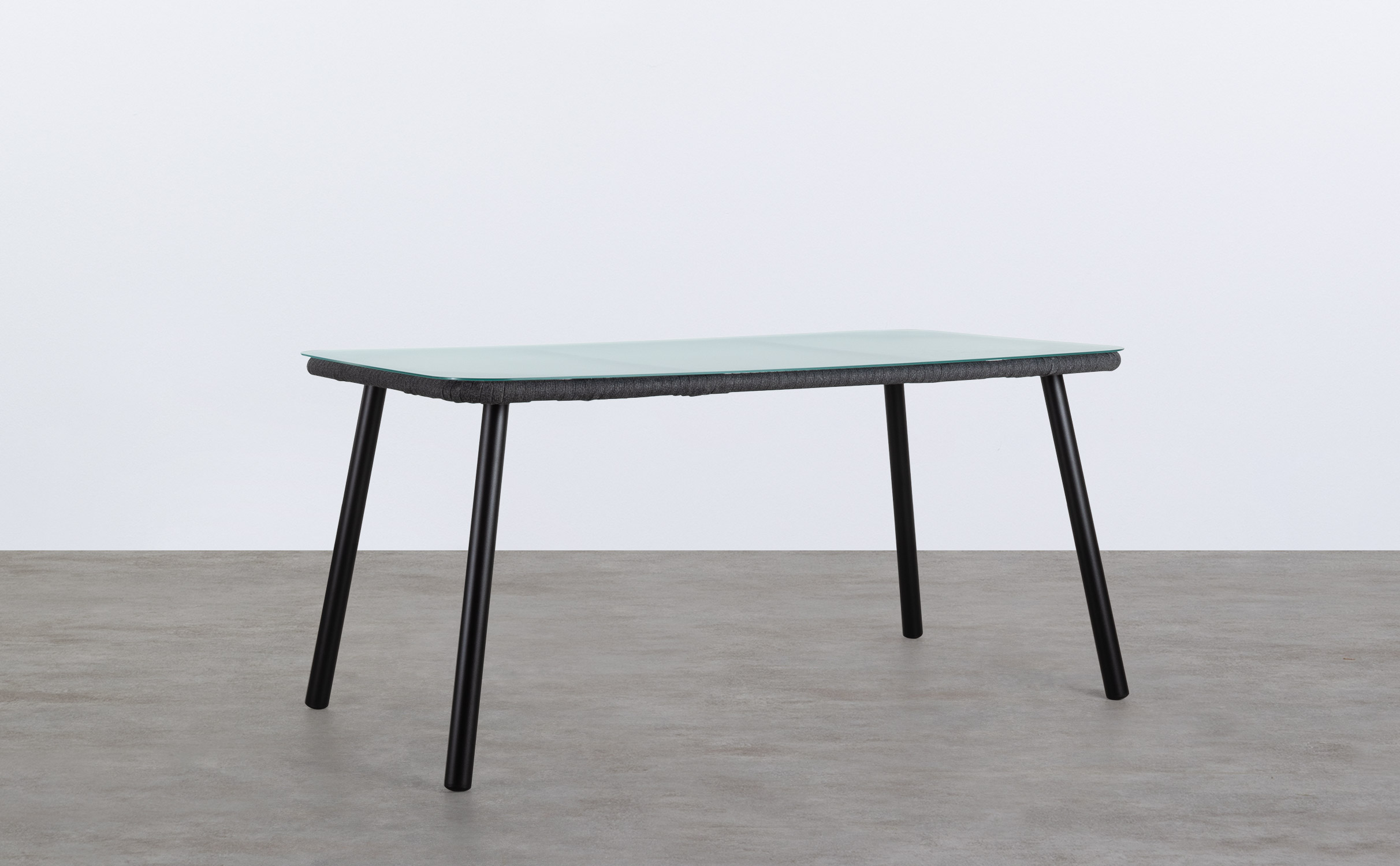 Tavolo da Esterno Rettangolare in Alluminio e Cristallo (160x90 cm) Drian, immagine della galleria 1