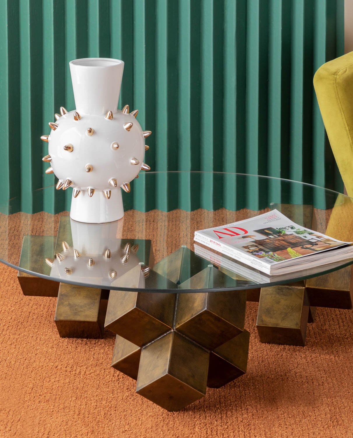 Tavolino da Caffè Rotondo in Cristallo e Metallo (Ø90 cm) Caley, immagine della galleria 2